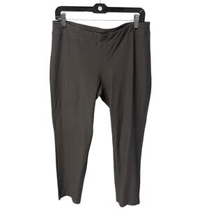Eileen Fisher Pull On Ankle Pants Gray Lightweight Knit Womens Medium